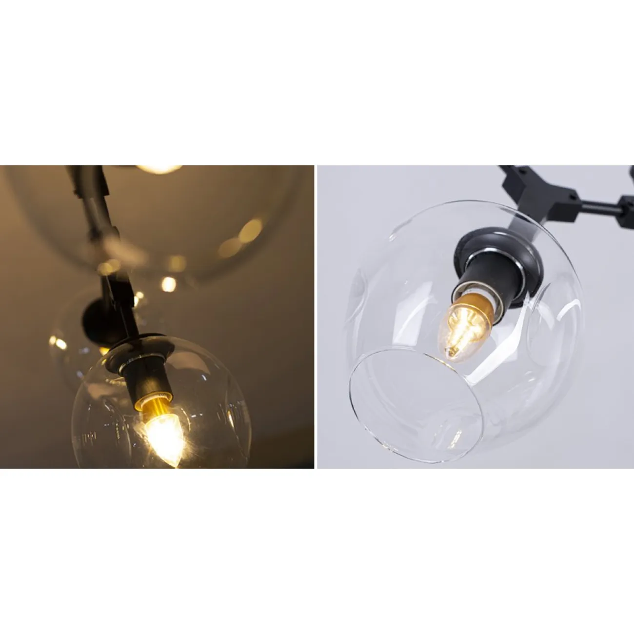 Люстра Сrumpled Glass Bubble Chandelier Black 3 плафона