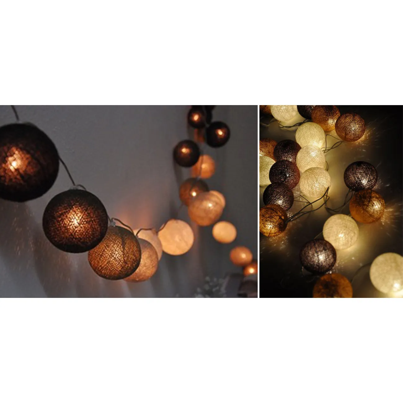 Гирлянда хлопковые фонарики Сotton Ball Brown