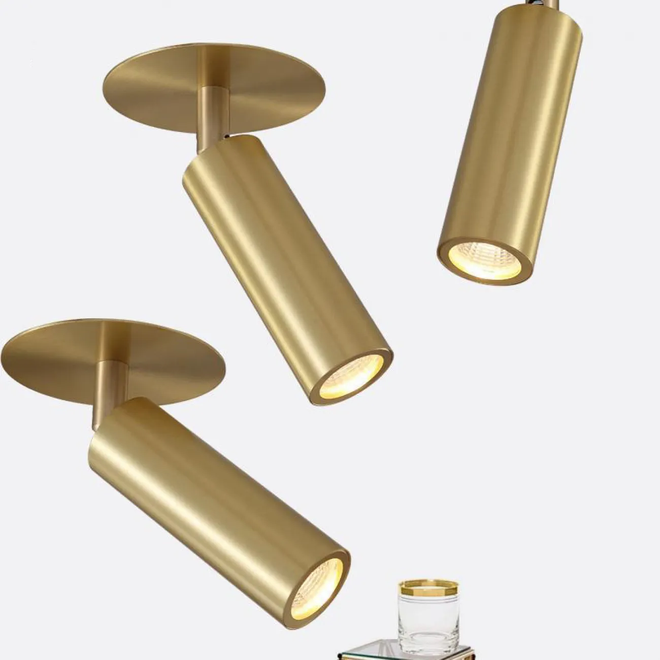 Встроенный потолочный точечный светильник с поворотным плафоном LINO C H26 Brass 7W