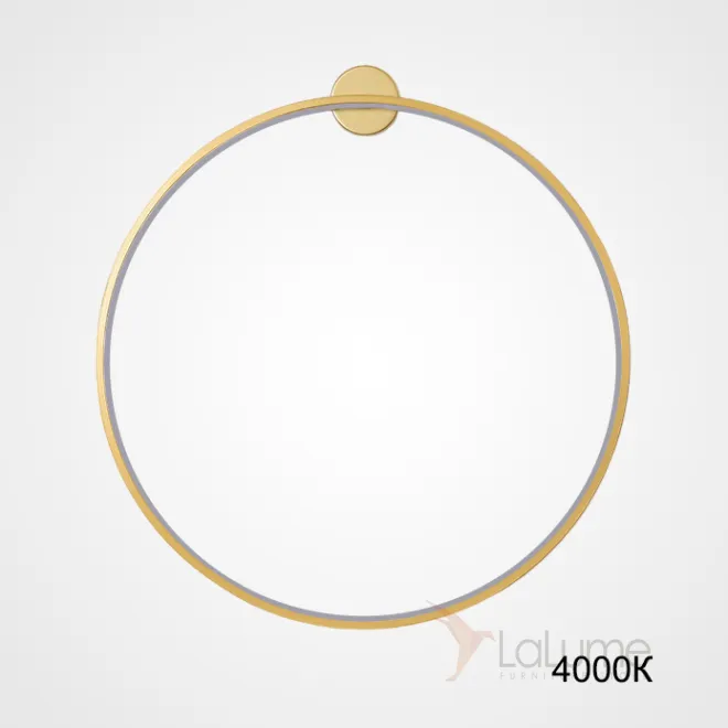 Серия настенных светильников в виде черных металлический колец разного диаметра с LED-подсветкой по контуру корпуса с круглым креплением GUARD B D120 Brass 4000К