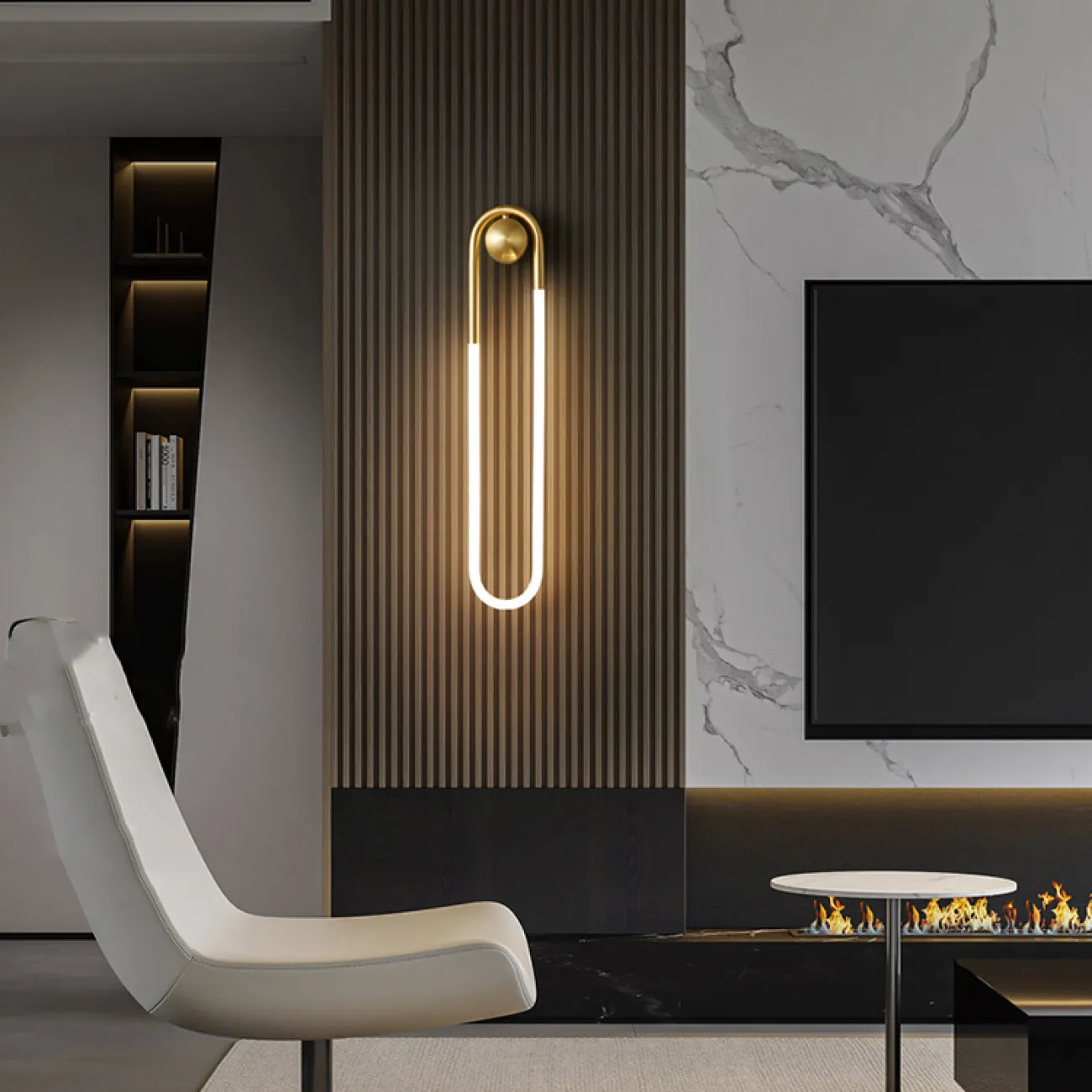 Серия настенных светодиодных светильников с закольцованным трубчатым корпусом на круглом креплении GABI WALL H45 Black