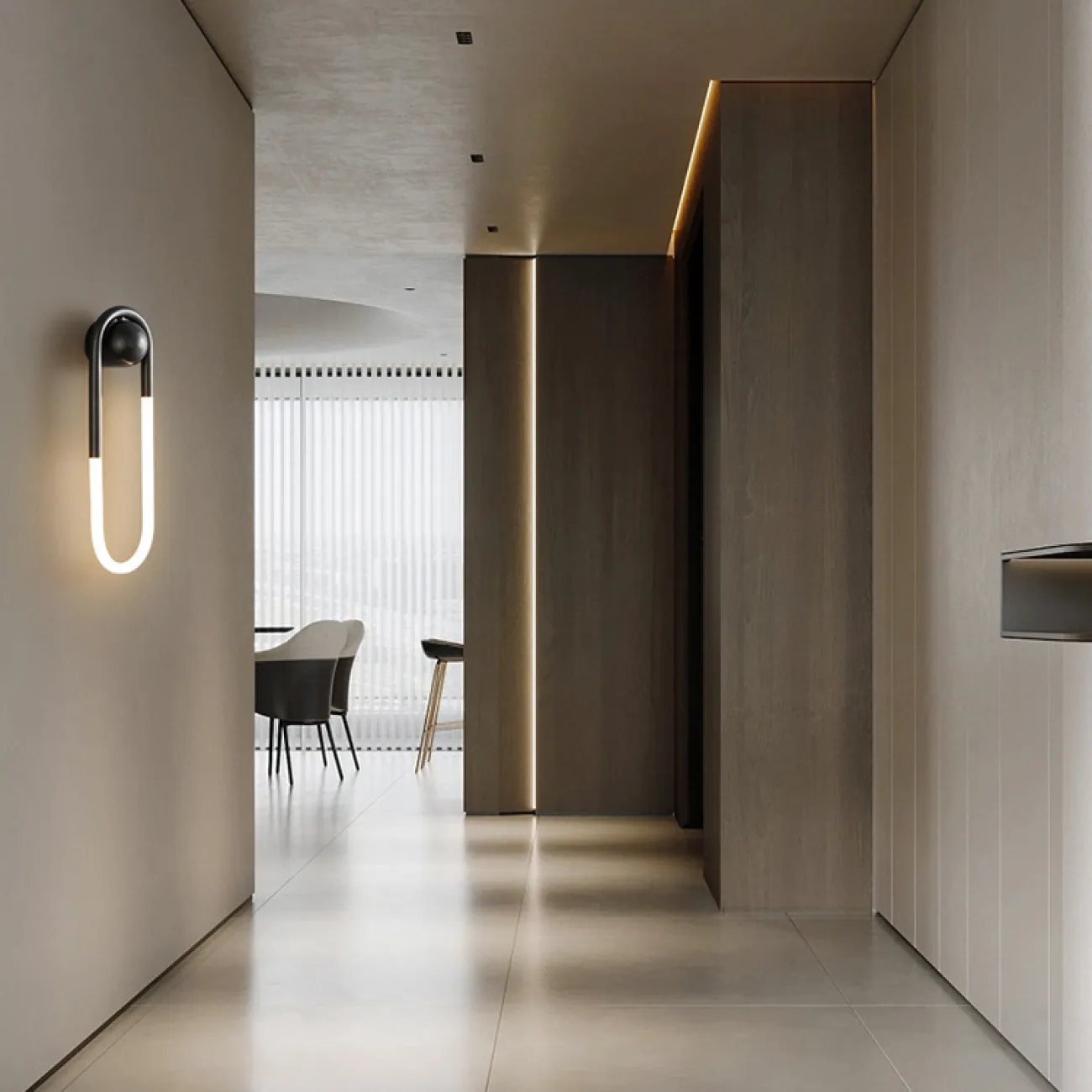 Серия настенных светодиодных светильников с закольцованным трубчатым корпусом на круглом креплении GABI WALL H45 Black