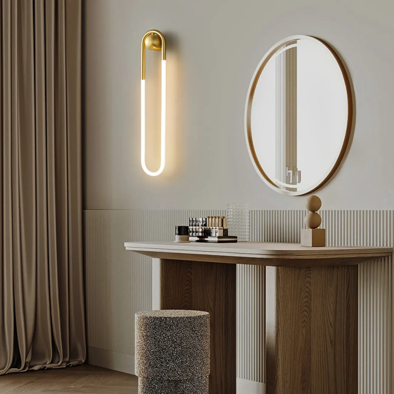 Серия настенных светодиодных светильников с закольцованным трубчатым корпусом на круглом креплении GABI WALL H45 Black