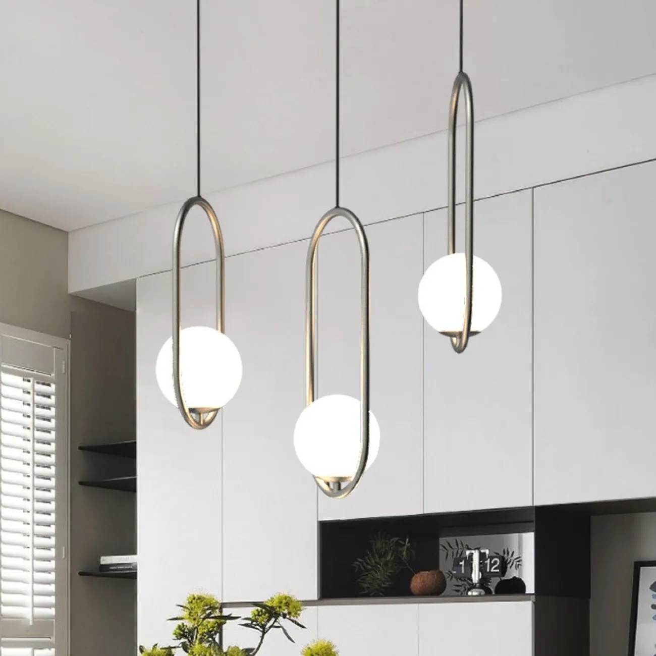 Подвесной светильник HOOP-TRIO Черный, Круг, Планка от ImperiumLoft