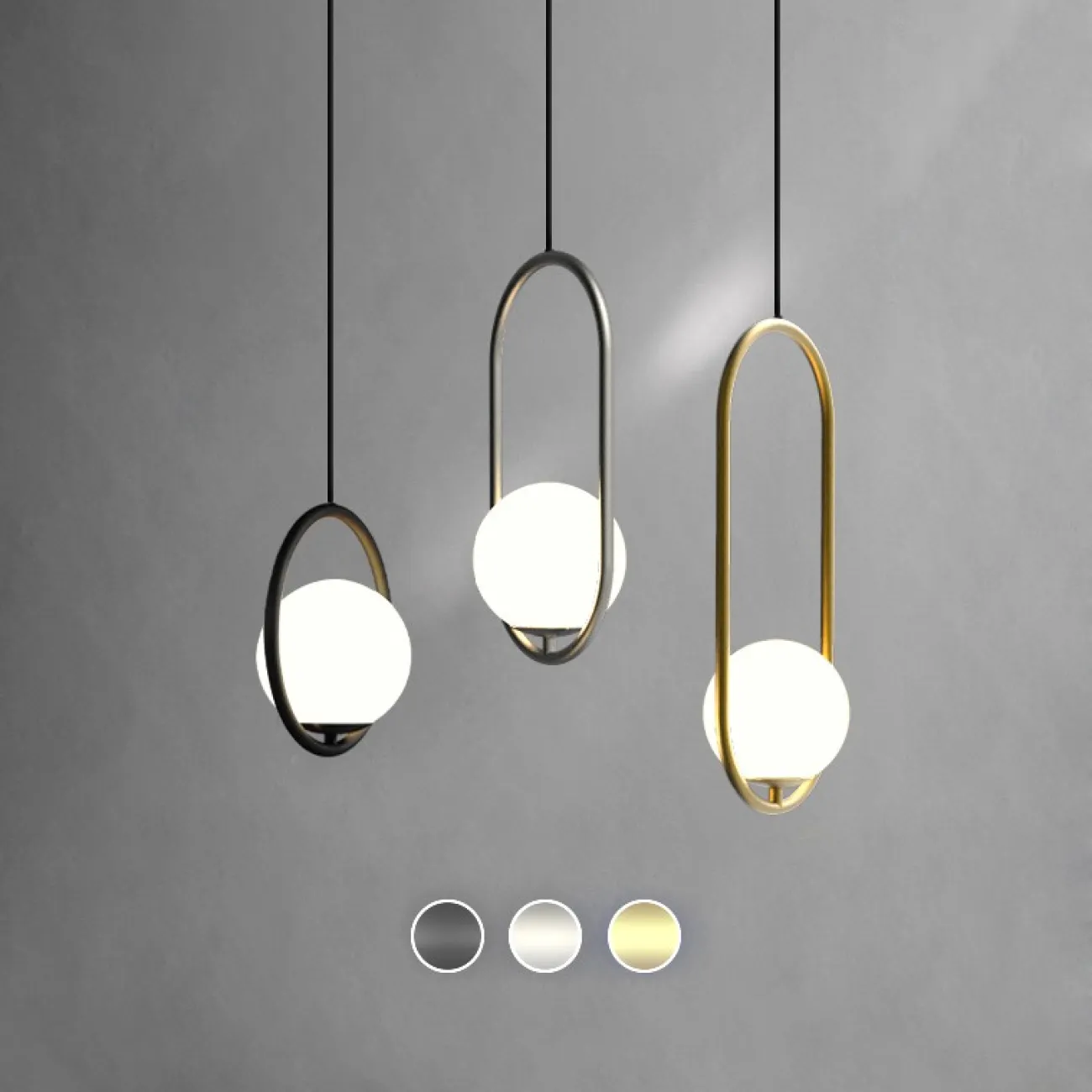 Подвесной светильник HOOP-TRIO Черный, Круг, Планка от ImperiumLoft