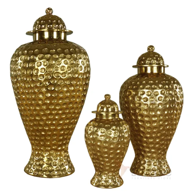 Ваза с крышкой золотая perforation от LaLume