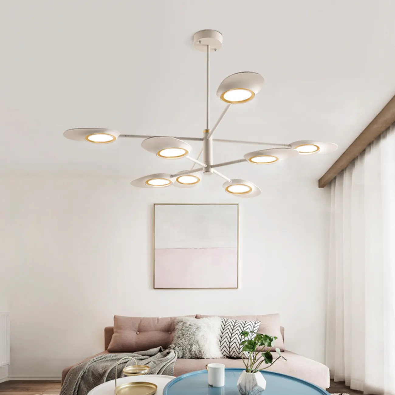 Люстра на штанге INGEL D110 8 lamps White от ImperiumLoft