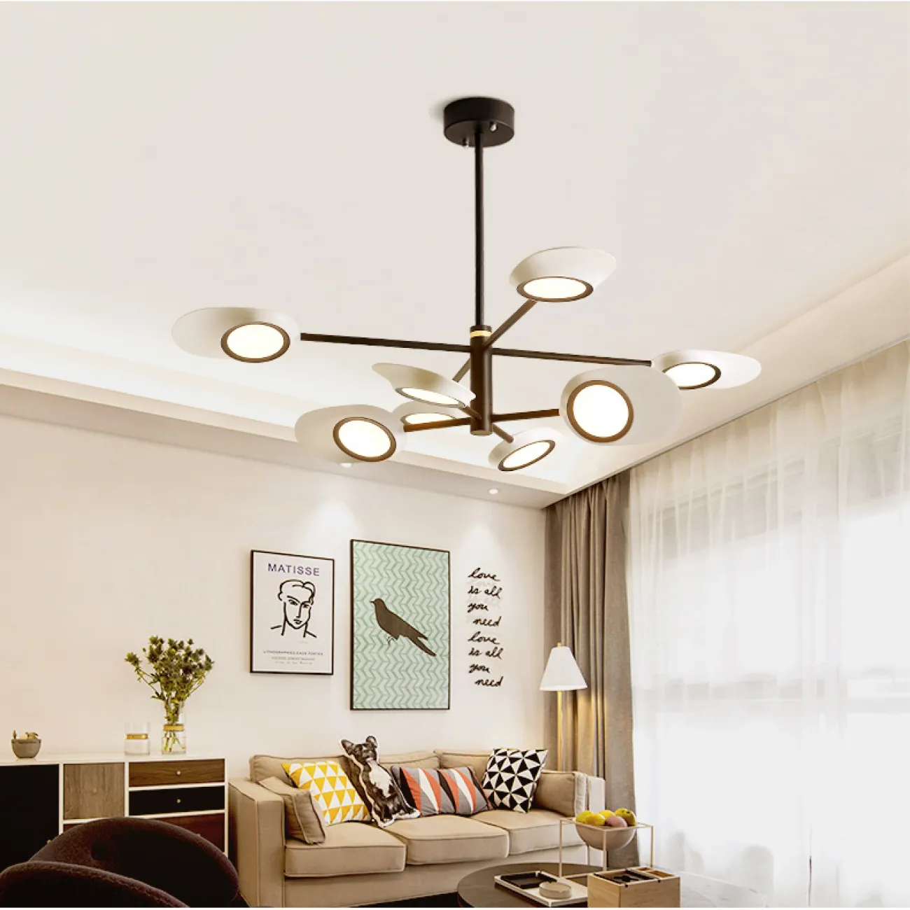 Люстра на штанге INGEL D110 8 lamps White от ImperiumLoft