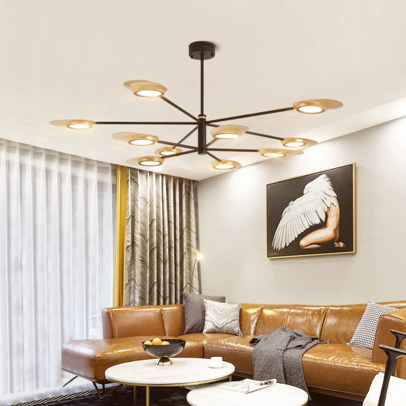 Люстра на штанге INGEL D110 8 lamps White от ImperiumLoft