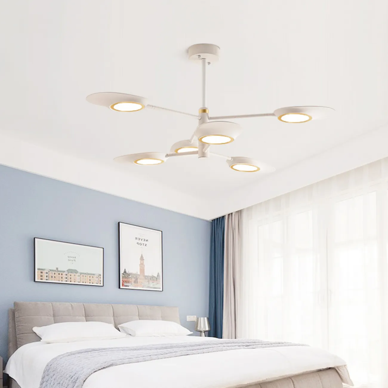 Люстра на штанге INGEL D110 8 lamps White от ImperiumLoft