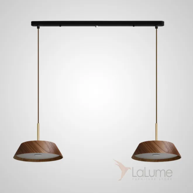 Готовая комбинация подвесных светодиодных светильников с трапециевидным корпусом из темного и светлого дерева BENONI B COMBO L90 Walnut