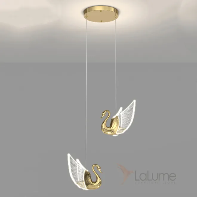 Готовая комбинация подвесных светодиодных светильников с плафонами в виде лебедей со светящимися крыльями BIRDIE COMBO D22