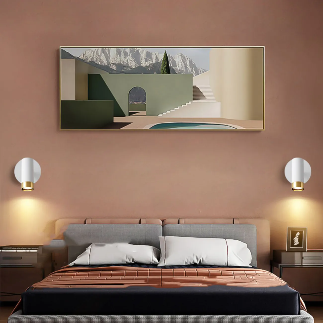 Серия настенных светильников с цилиндрическими плафонами с отделкой оттенка латунь на кронштейне с круглым креплением GET Black