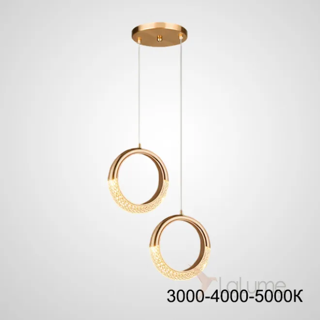 Готовая комбинация из двух подвесных светодиодных светильников в виде кольца и полукольца с рельефной поверхностью SONKE DUO A Трехцветный свет