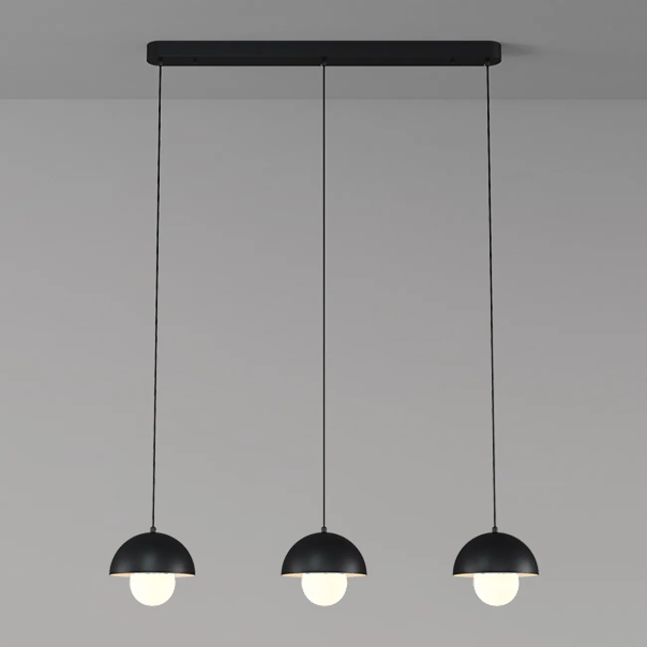 Готовая комбинация подвесных светильников c тремя шарообразными плафонами TEODOR TRIO White