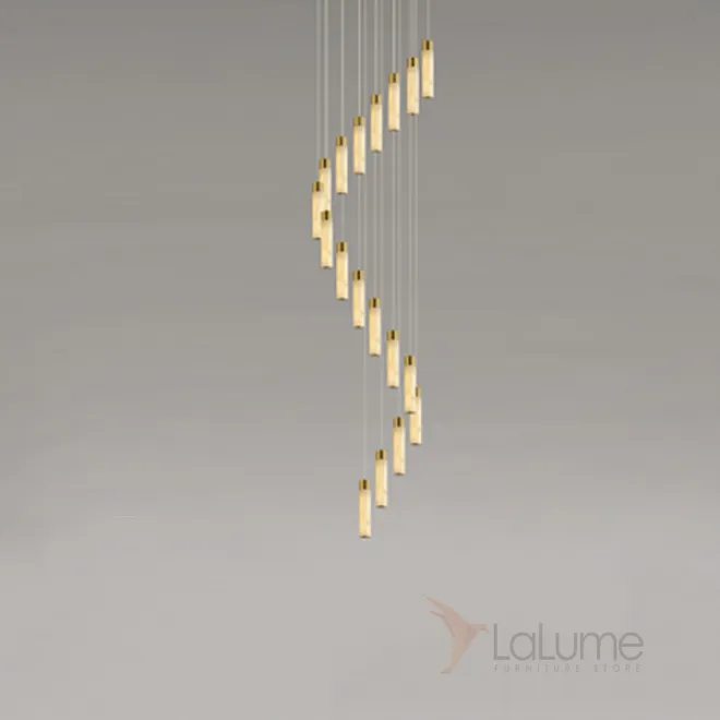 Готовая комбинация подвесных светодиодных светильников c цилиндрическими плафонами из натурального белого мрамора COMTESSE D60