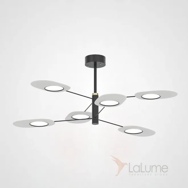 Люстра на штанге INGEL D90 6 lamps Black/White от ImperiumLoft