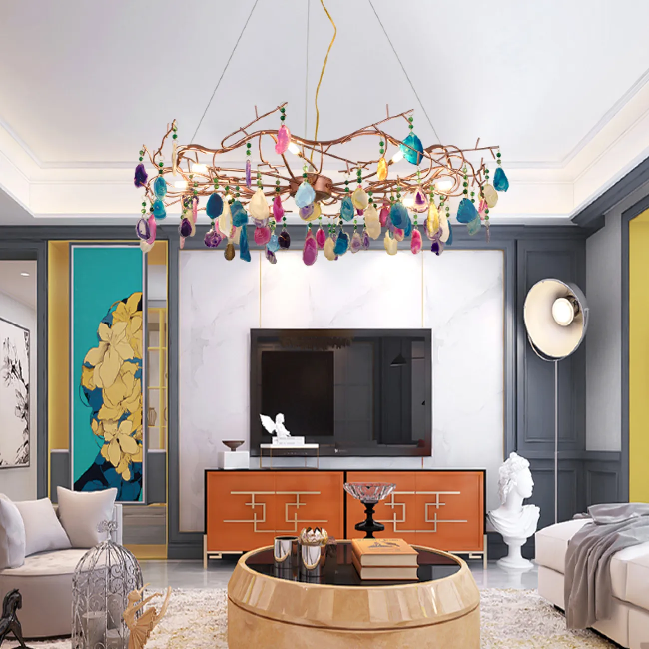 Подвесная люстра AGATE 9 D65 Multicolored от ImperiumLoft