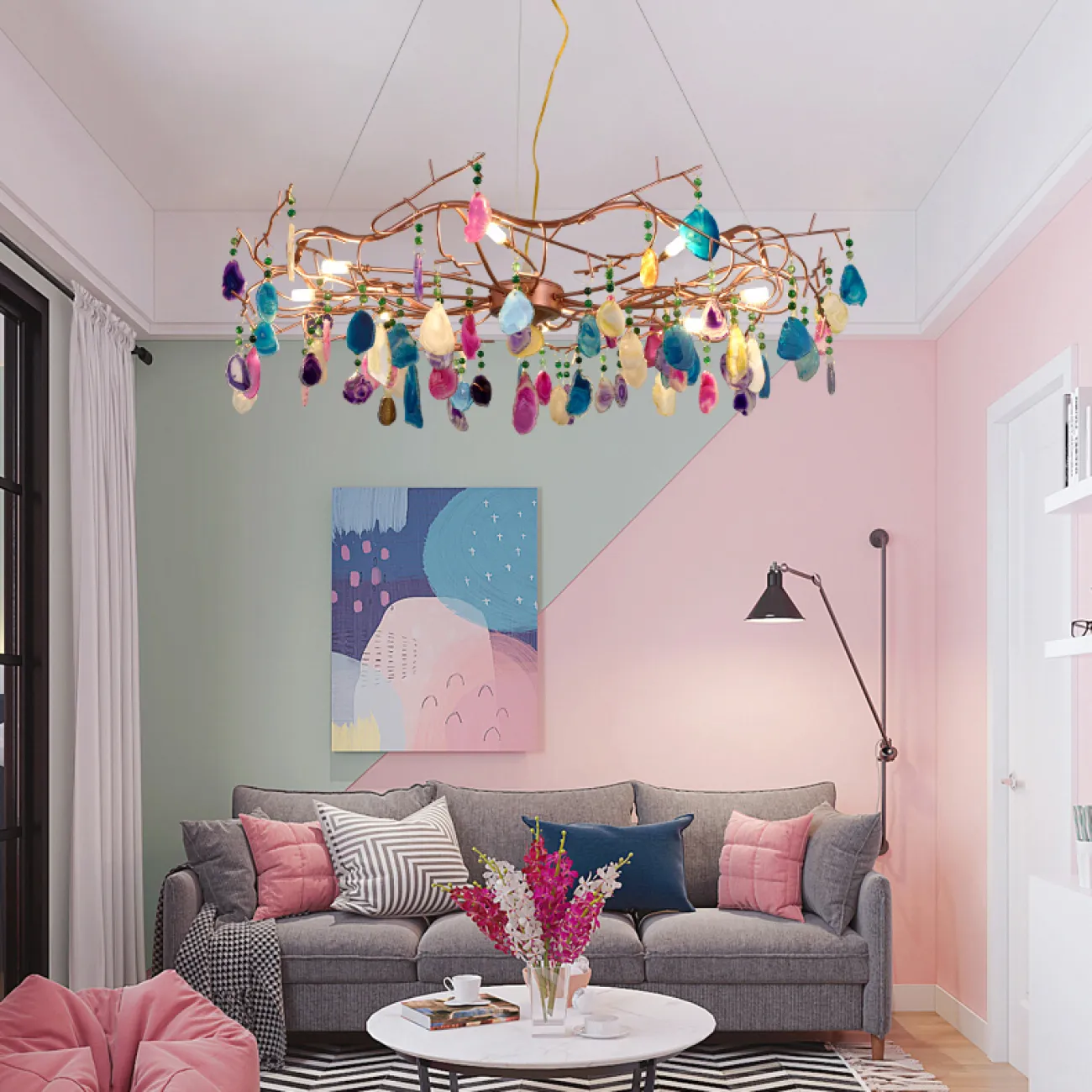 Подвесная люстра AGATE 9 D85 Blue от ImperiumLoft