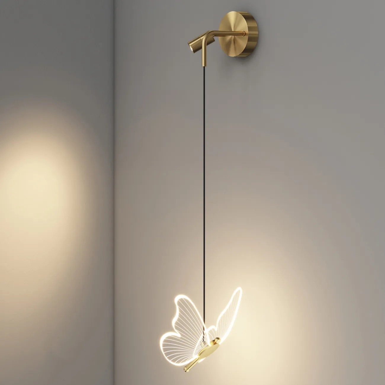 Серия светодиодных симметричных бра с подвесными плафонами, стилизованными под бабочек со светящимися крыльями BABETTA WALL D Left Трехцветный свет Серия светодиодных симметричных бра с подвесными плафонами, стилизованными под бабочек со светящимися крыльями BABETTA WALL D Left Трехцветный свет