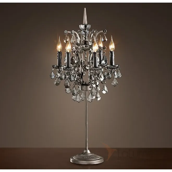 Настольная лампа 19TH C. ROCOCO IRON & Smok CRYSTAL Table Lamp