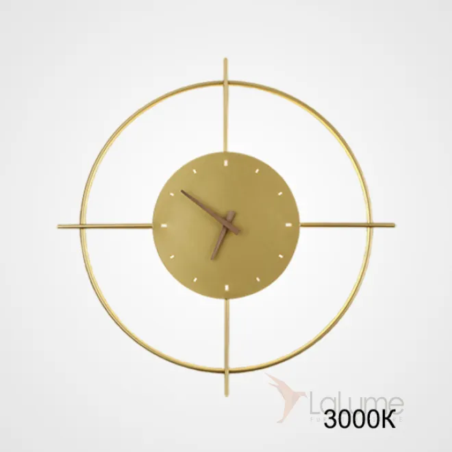Серия настенных светодиодных светильников в виде композиции металлического кольца и диска с часовым механизмом NINNA Brass 3000К Серия настенных светодиодных светильников в виде композиции металлического кольца и диска с часовым механизмом NINNA Brass 3000К