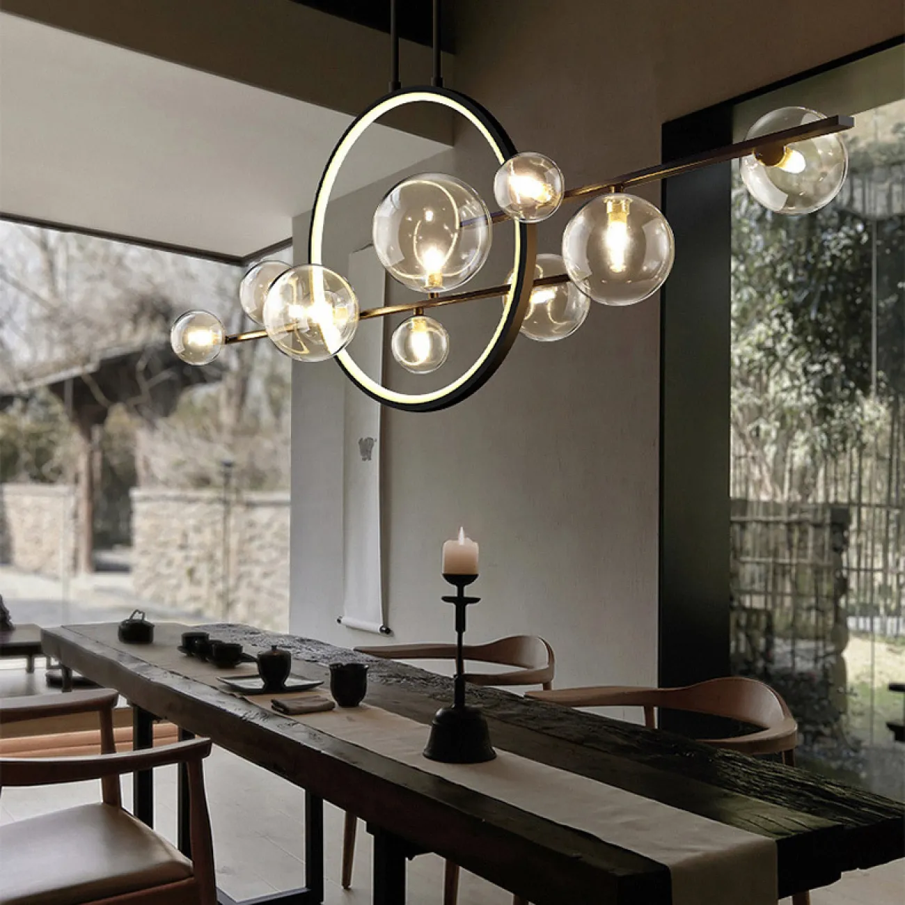 Подвесная люстра IONA L HALO 10 black от ImperiumLoft