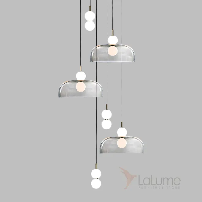 Готовая комбинация подвесных светодиодных светильников c шарообразными плафонами и купольными рассеивателями ROCCO COMBO B D85 6 подвесов Готовая комбинация подвесных светодиодных светильников c шарообразными плафонами и купольными рассеивателями ROCCO COMBO B D85 6 подвесов