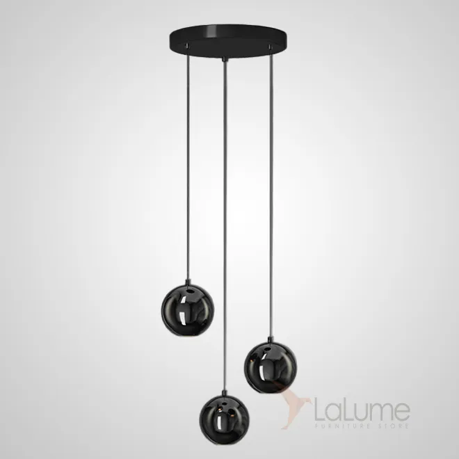 Готовая комбинация подвесных светодиодных светильников с глянцевым черным корпусом шарообразной формы OSTE TRIO D33