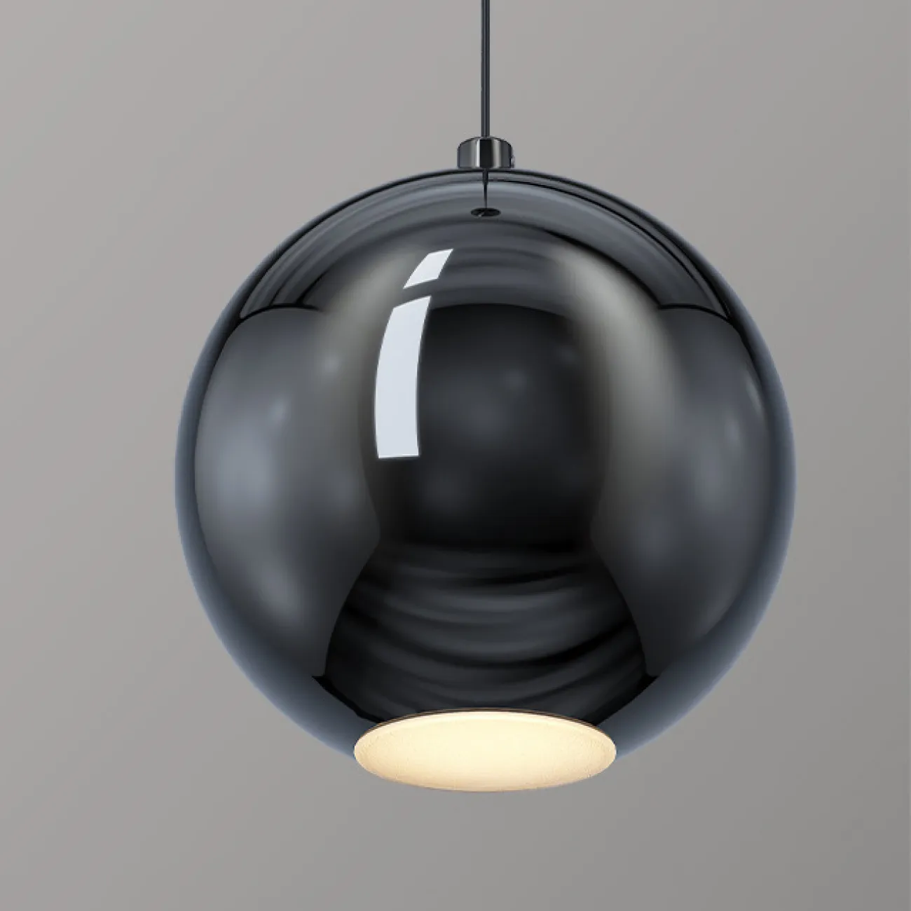 Готовая комбинация подвесных светодиодных светильников с глянцевым черным корпусом шарообразной формы OSTE TRIO L78