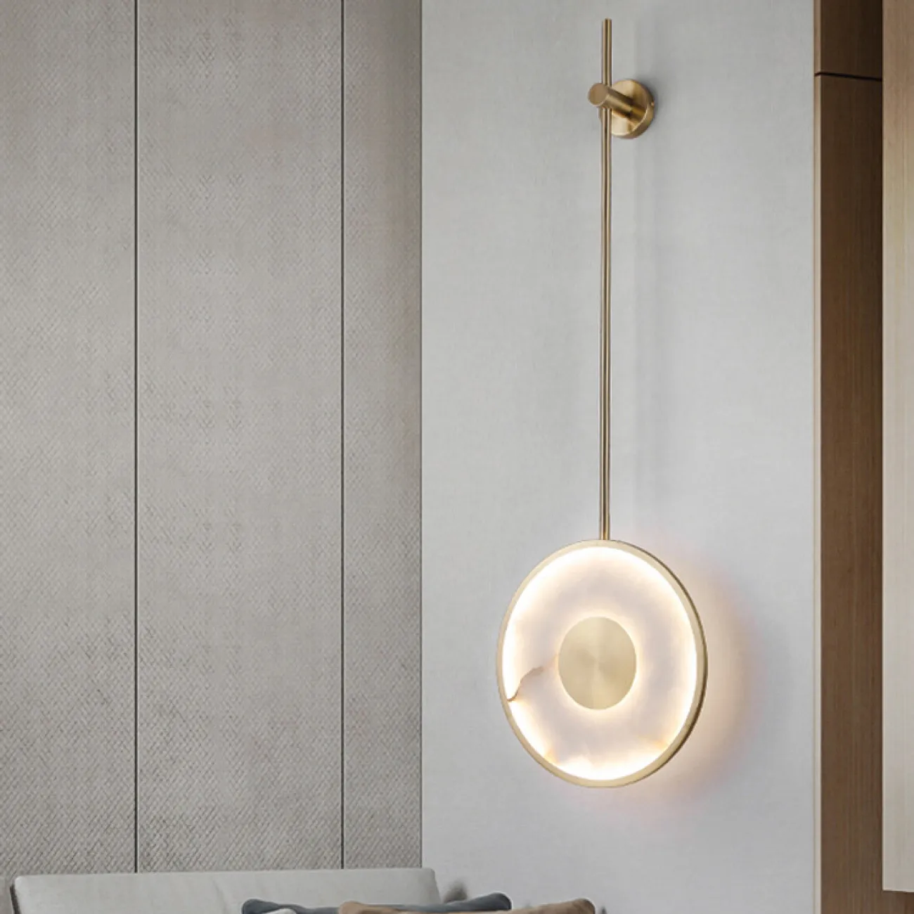 Настенный светодиодный светильник с плоским дисковидным рассеивателем из белого мрамора SORLE