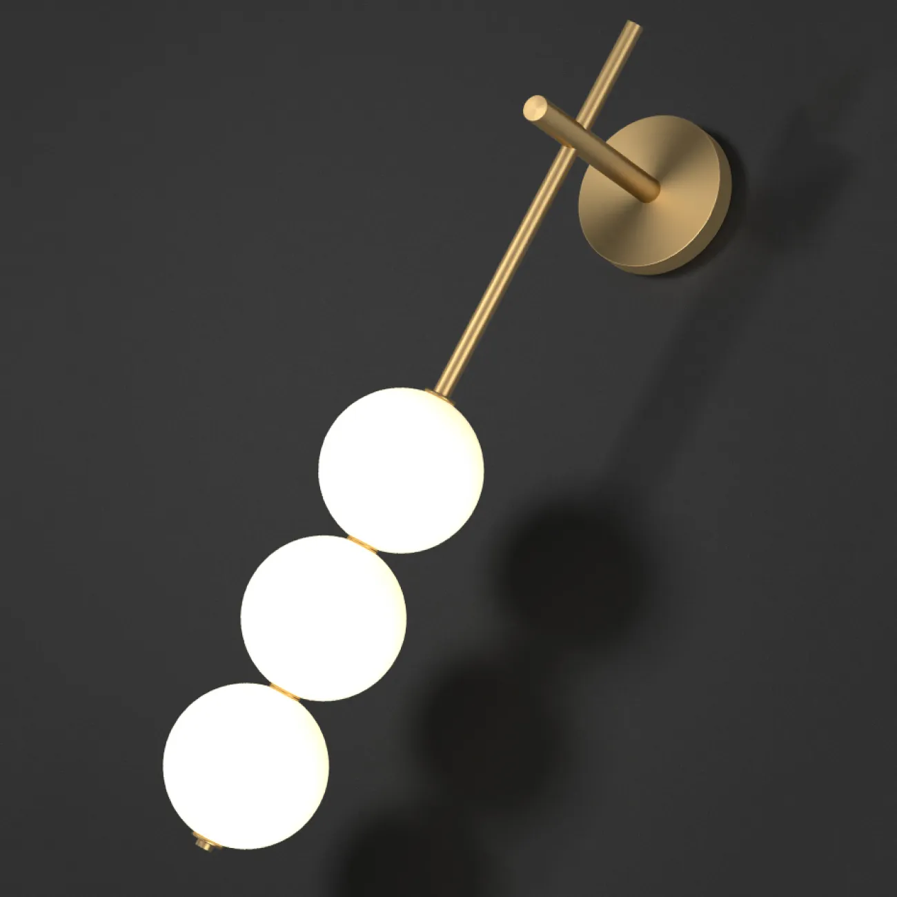 Серия настенных светильников с шарообразными плафонами на вертикальной стойке из настоящей латуни MARRY WALL L2