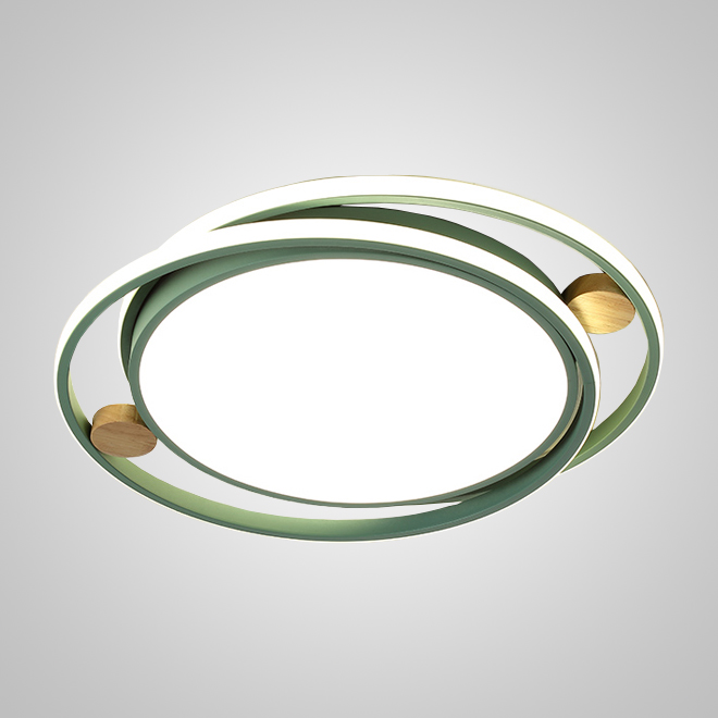 Серия потолочных светодиодных светильников со светящимися кольцами и декором из светлого дерева NILMAR L65 Green Серия потолочных светодиодных светильников со светящимися кольцами и декором из светлого дерева NILMAR L65 Green