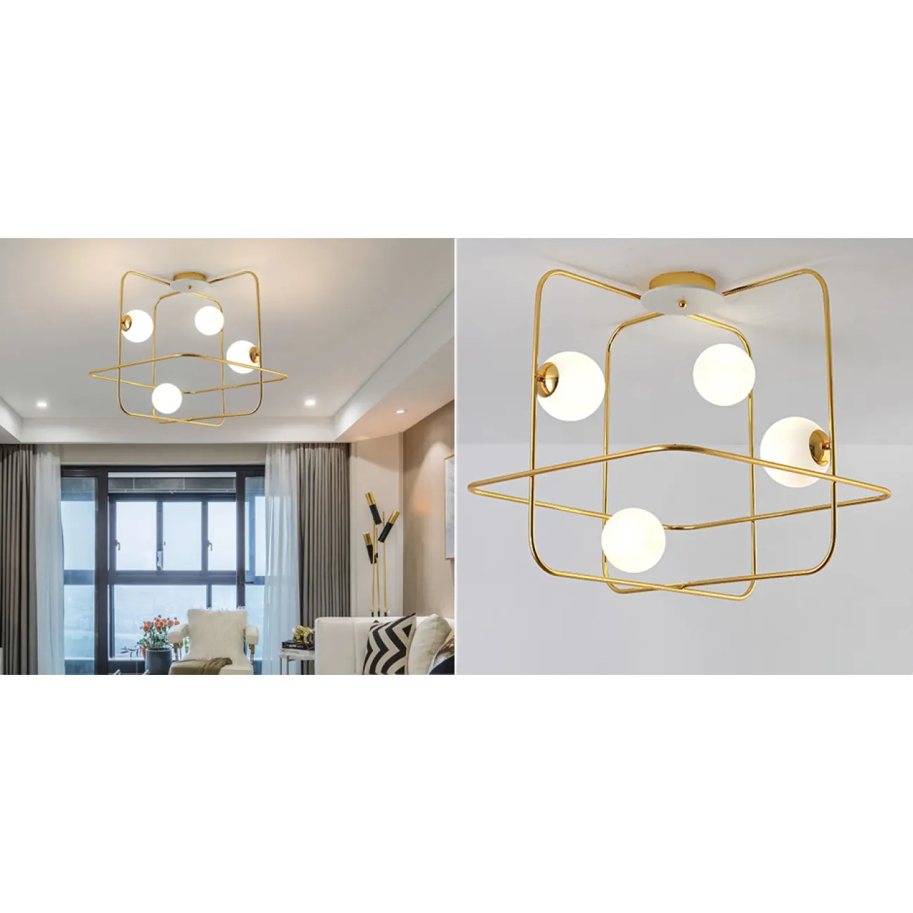 Люстра Broken Squares Balls Brass