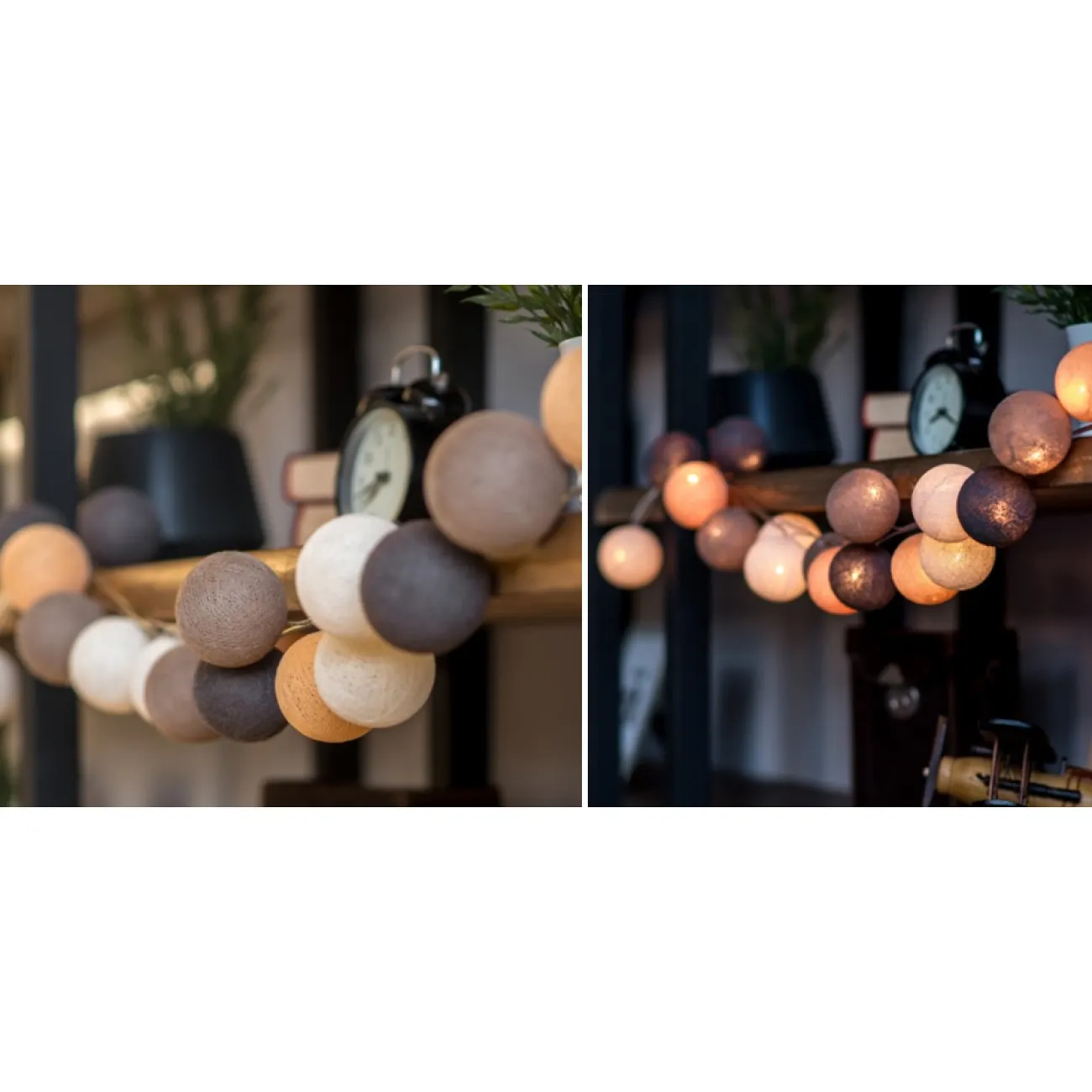 Гирлянда хлопковые фонарики Сotton Ball Clay