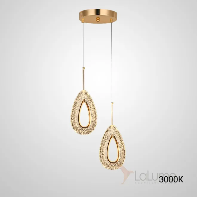 Готовая комбинация подвесных светодиодных светильников c рельефным корпусом каплевидной формы KEZIA C DUO 3000К