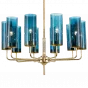 Люстра Hans-Agne Jakobsson Brass &amp; Blue Glass Tube Chandelier 10<br /> designed by Hans-Agne Jakobsson