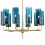 Люстра Hans-Agne Jakobsson Brass &amp; Blue Glass Tube Chandelier 10<br /> designed by Hans-Agne Jakobsson