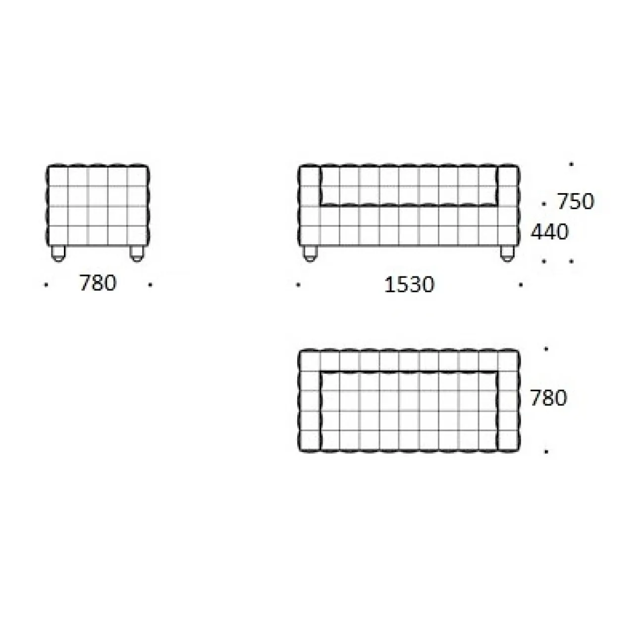 Диван Kubus 2 seater designed by Josef Hoffmann in 1910 от LaLume