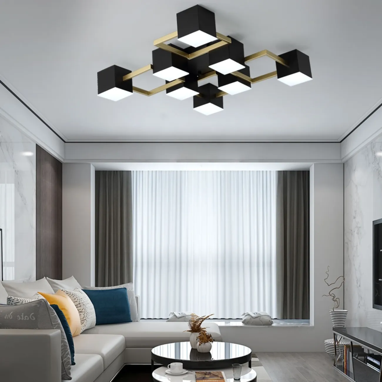 Дизайнерская потолочная люстра геометрической формы FRAME L95 от ImperiumLoft