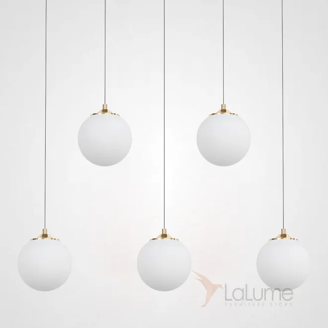 Готовая комбинация подвесных светильников с белыми матовыми плафонами шарообразной формы BARTA L70
