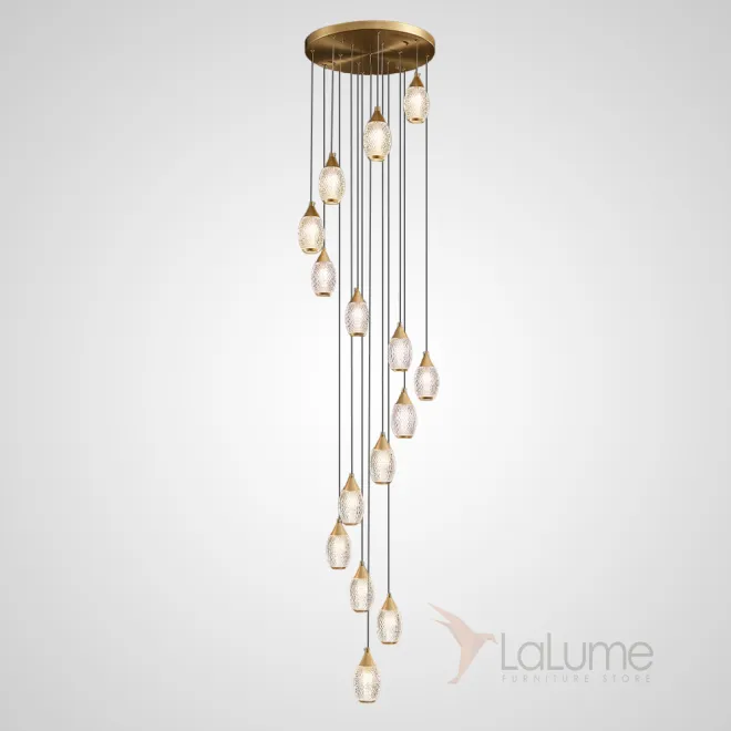 Готовая комбинация подвесных светильников с рельефными рассеивателями каплевидной формы FRIDOLIN D40