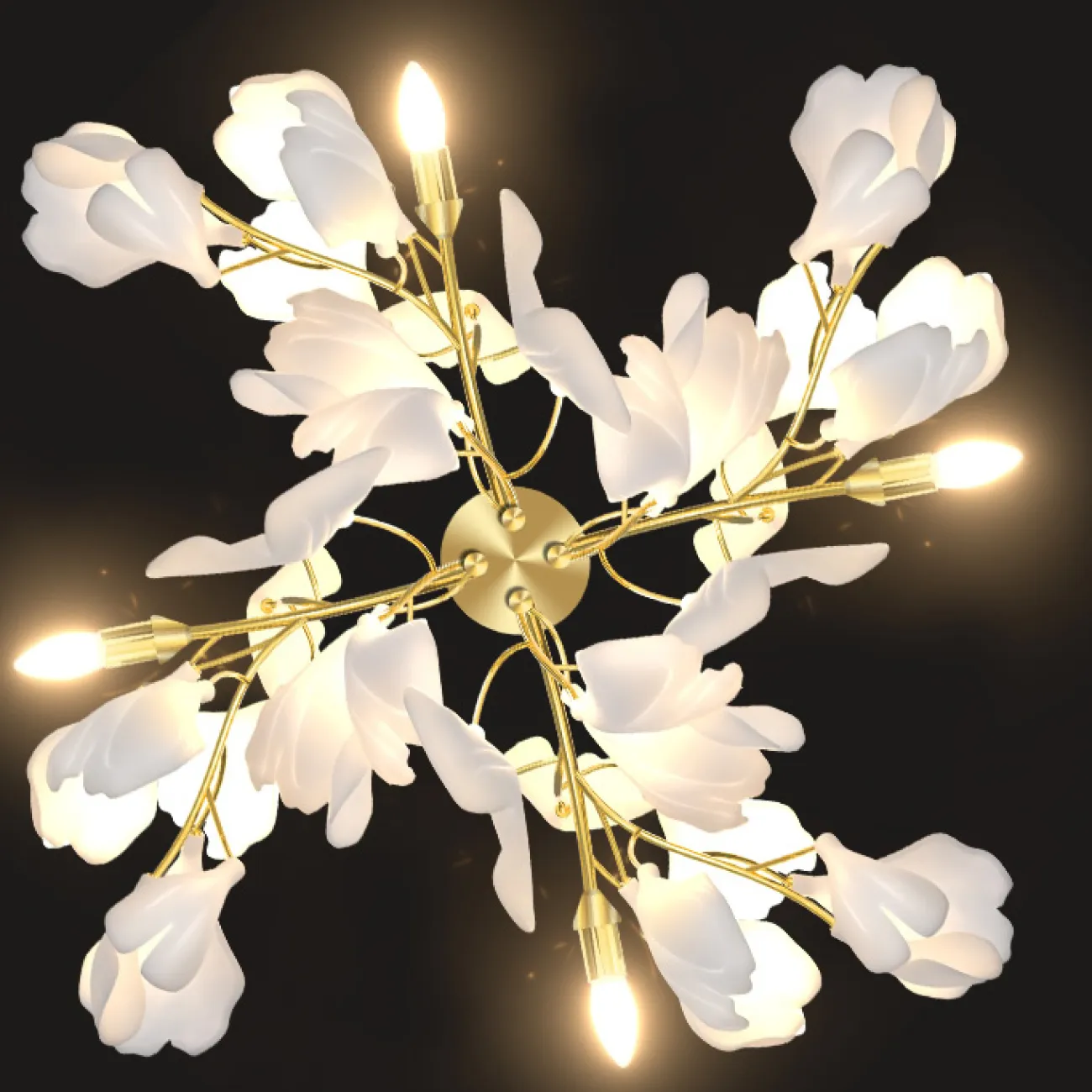 Серия настенных светильников на ветвистом каркасе с белыми рассеивателями, имитирующими листья гинкго JULIETTA WALL L2