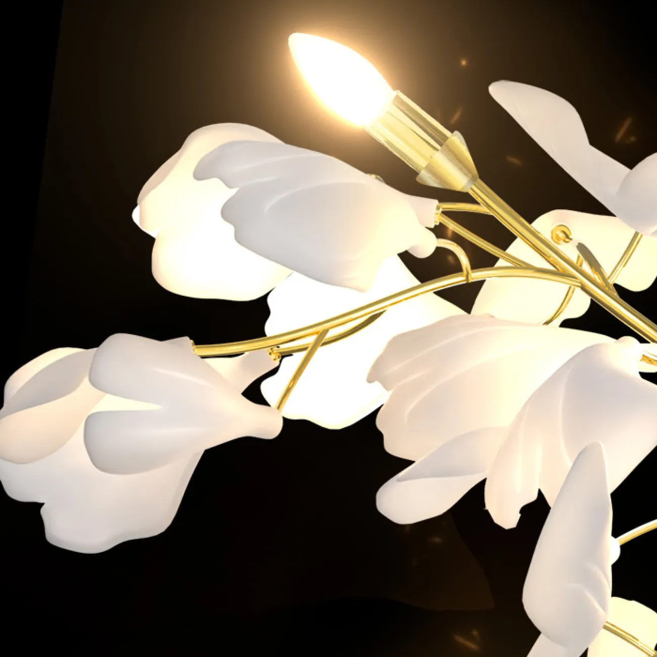 Серия настенных светильников на ветвистом каркасе с белыми рассеивателями, имитирующими листья гинкго JULIETTA WALL L2