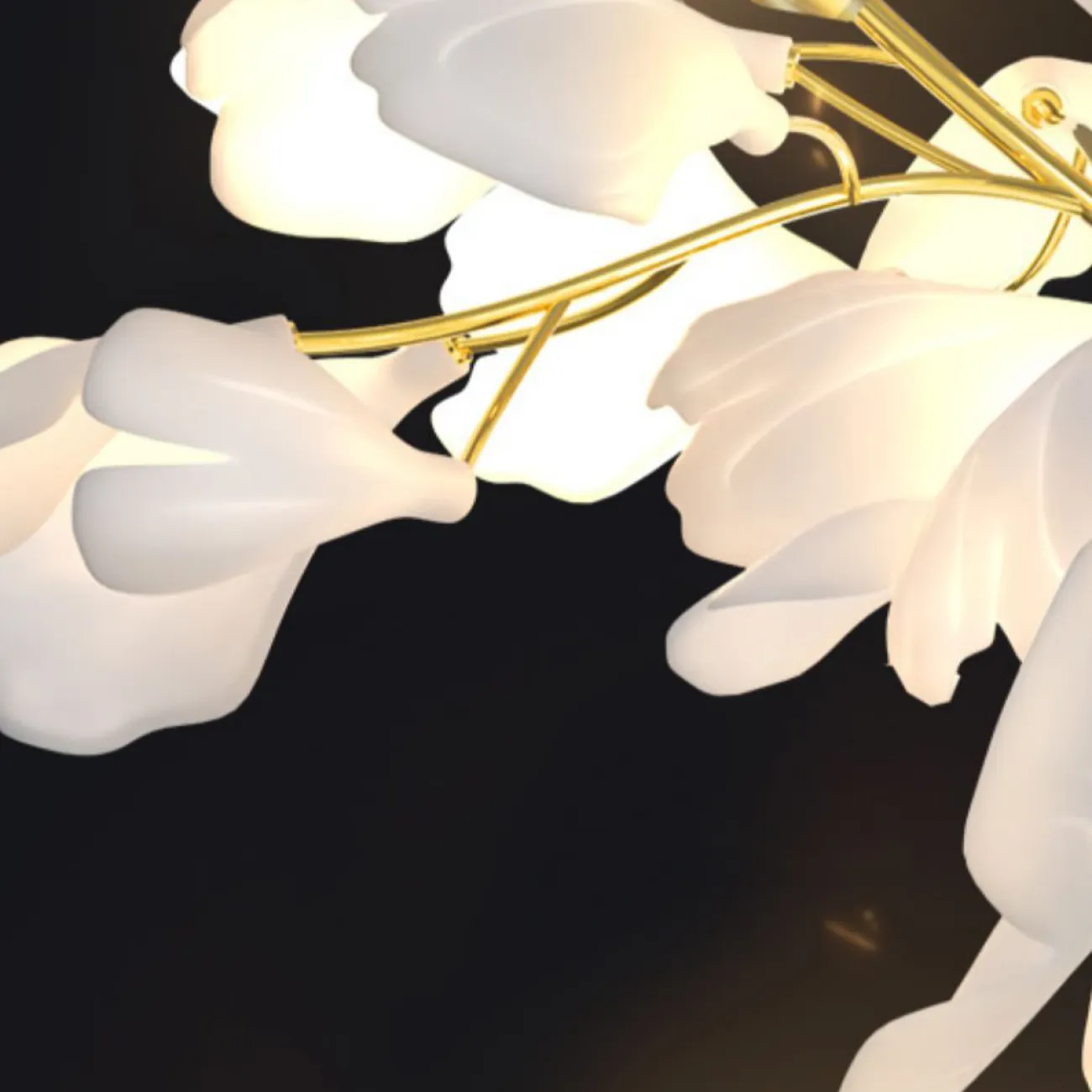 Серия настенных светильников на ветвистом каркасе с белыми рассеивателями, имитирующими листья гинкго JULIETTA WALL L2