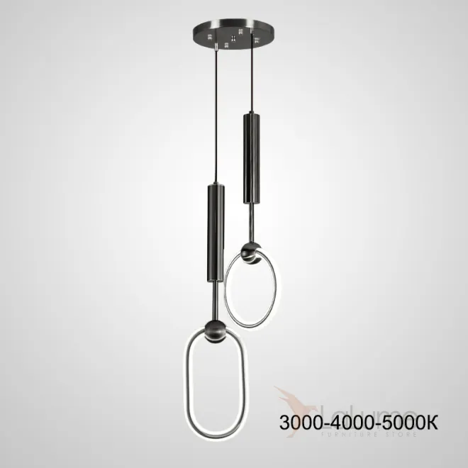 Готовая комбинация светодиодных светильников в виде светящихся колец в цилиндрических стержнях с шарами RING DUO B Black Трехцветный свет