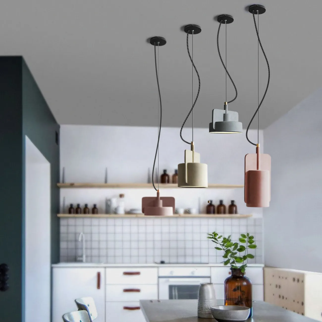 Подвесной бетонный светильник SKOVL C терракот от ImperiumLoft