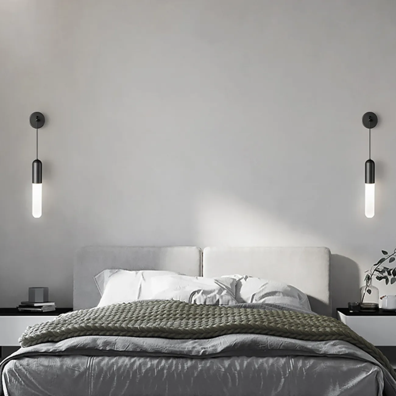 Серия настенных светильников с белым цилиндрическим рассеивателем с матовым градиентным эффектом SIGLEIF WALL Black Серия настенных светильников с белым цилиндрическим рассеивателем с матовым градиентным эффектом SIGLEIF WALL Black