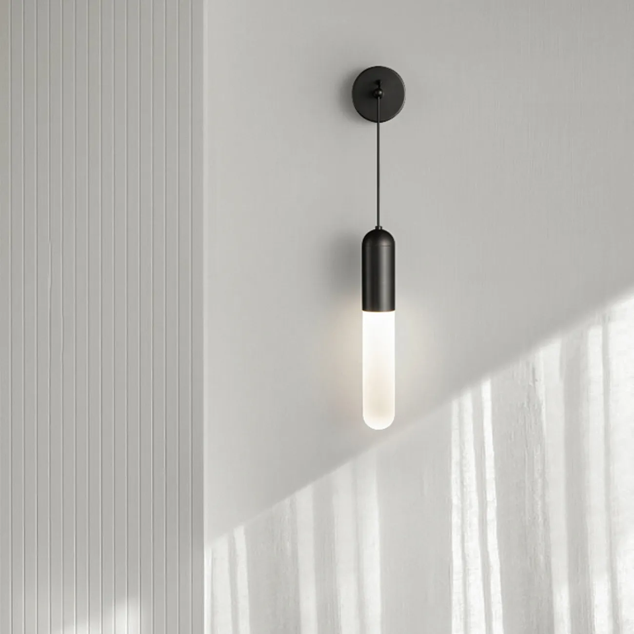 Серия настенных светильников с белым цилиндрическим рассеивателем с матовым градиентным эффектом SIGLEIF WALL Black Серия настенных светильников с белым цилиндрическим рассеивателем с матовым градиентным эффектом SIGLEIF WALL Black