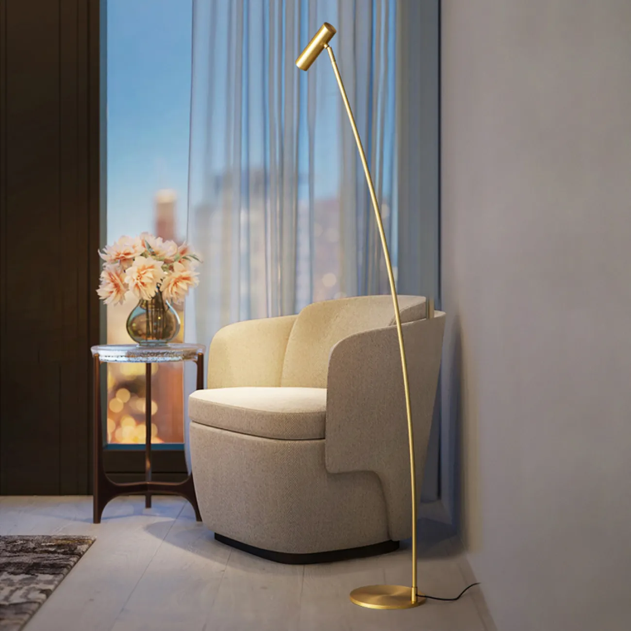 Серия светодиодных торшеров с цилиндрическим спотом на вертикальной и изогнутой стойках из настоящей латуни ADLAUG B A Brass Серия светодиодных торшеров с цилиндрическим спотом на вертикальной и изогнутой стойках из настоящей латуни ADLAUG B A Brass